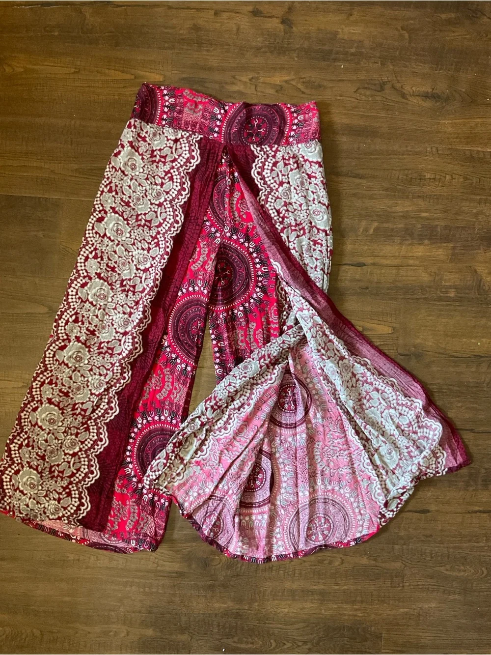 Thai Split-Front Palazzo Batik Stretch waist Wing Thailand Women’s L Boho